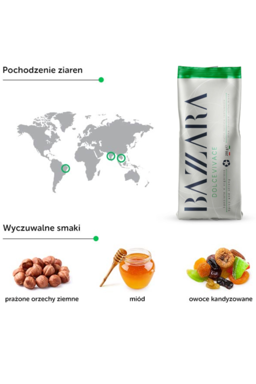 Bazzara DOLCEVIVACE kawa ziarnista włoska 250g mocna 50% robusta