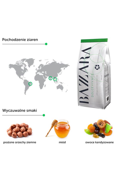 Bazzara DOLCEVIVACE kawa ziarnista włoska 1kg mocna 50% robusta